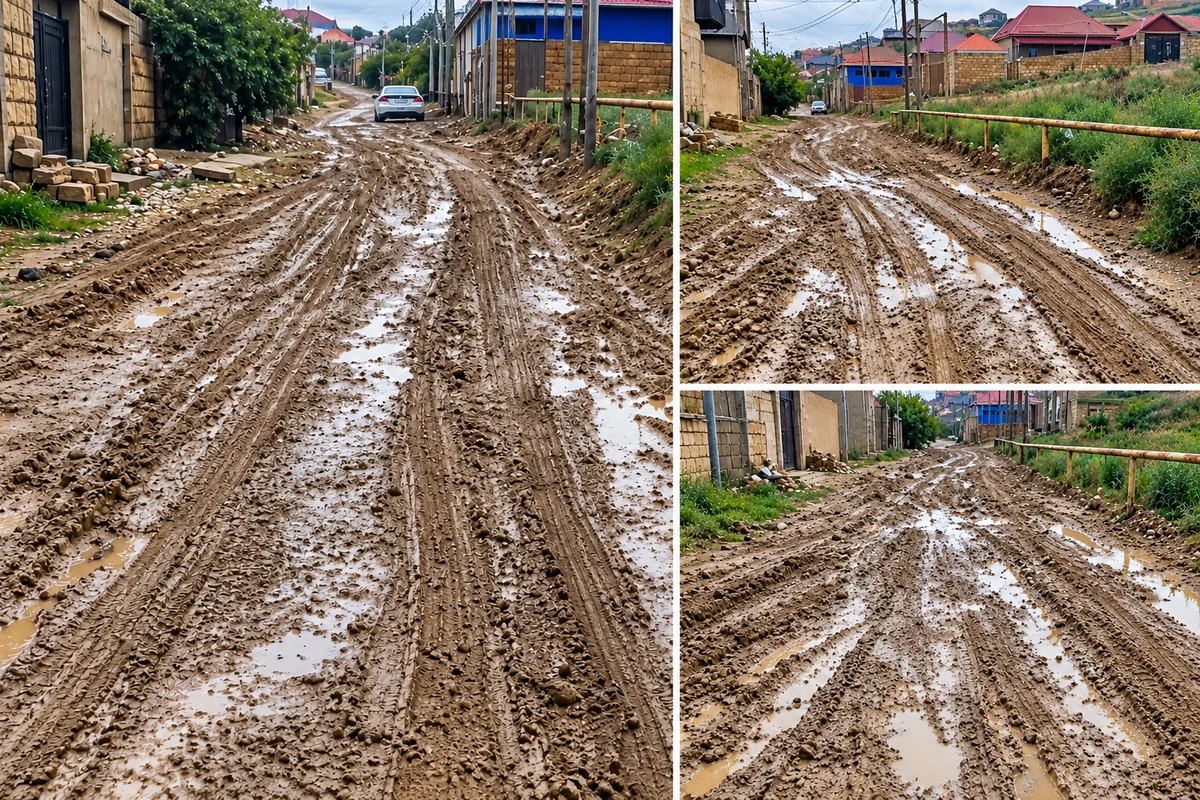 Nübar qəsəbəsində sakinlərin yol dərdi